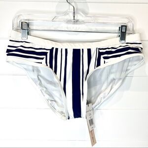 🌺3 FOR $20🌺 - NWT New Nanette Lepore Navy White Stripe Bikini Swim Bottom L